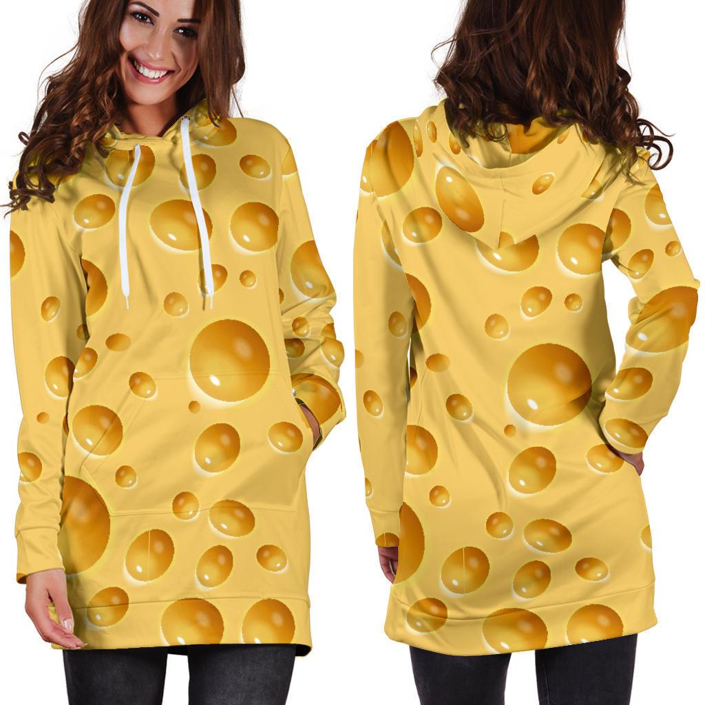 Cheese Surface Pattern Print Women Hoodie Dress-grizzshop