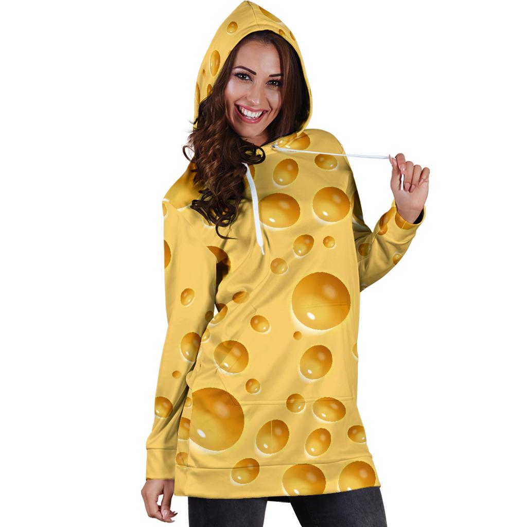 Cheese Surface Pattern Print Women Hoodie Dress-grizzshop