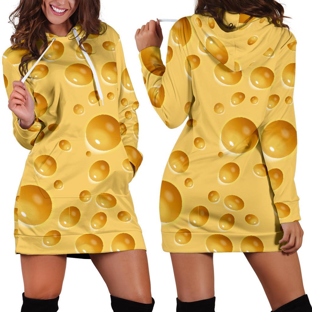 Cheese Surface Pattern Print Women Hoodie Dress-grizzshop
