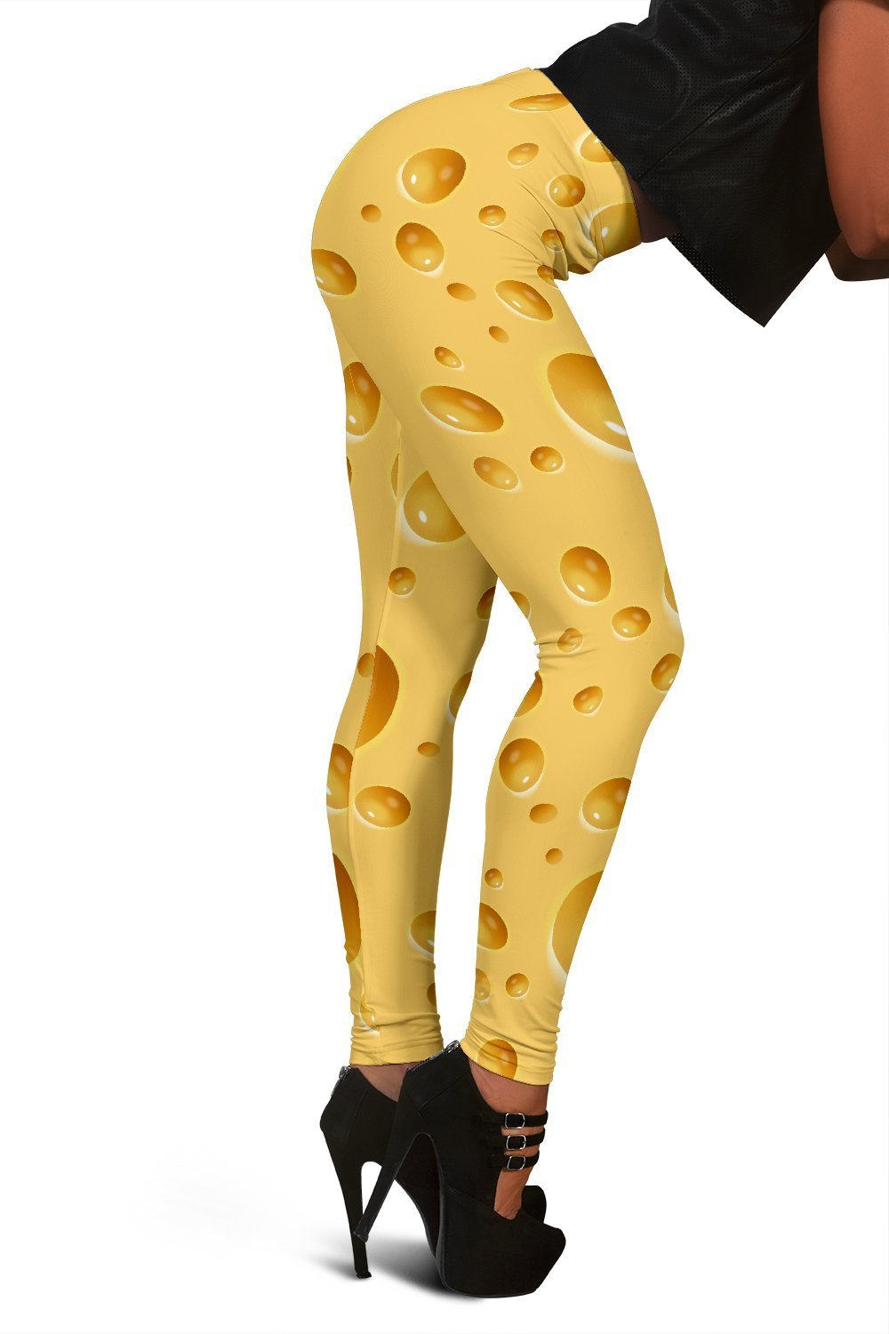 Cheese Surface Pattern Print Women Leggings-grizzshop