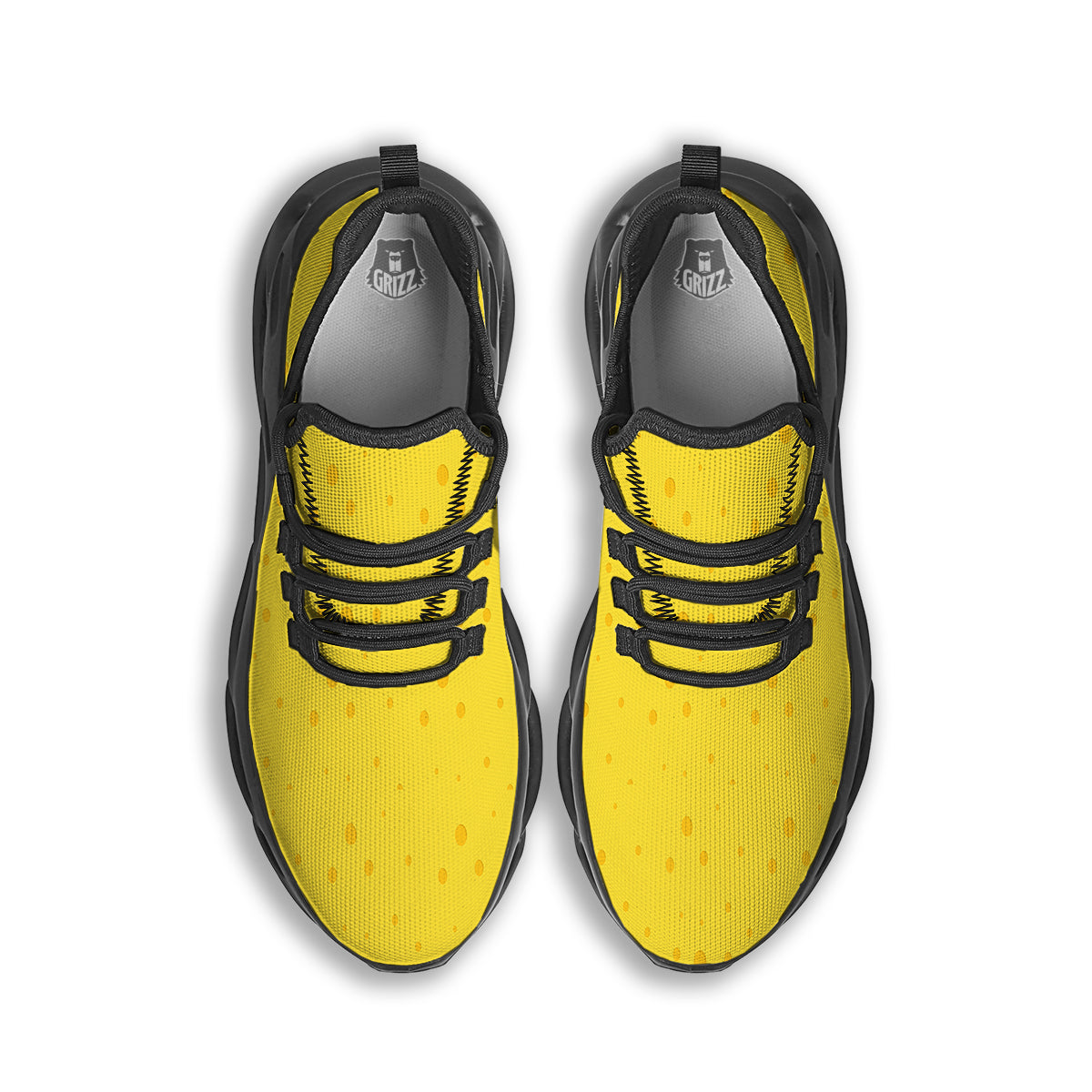 Cheese Yellow Print Pattern Black Running Shoes-grizzshop