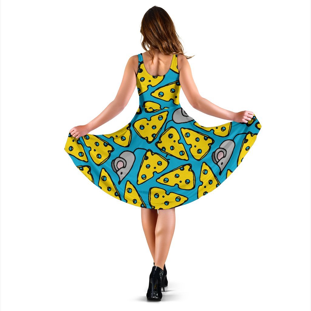 Cheese Mouse Pattern Print Dress-grizzshop