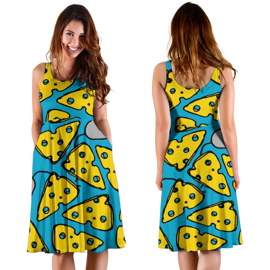 Cheese Mouse Pattern Print Dress-grizzshop