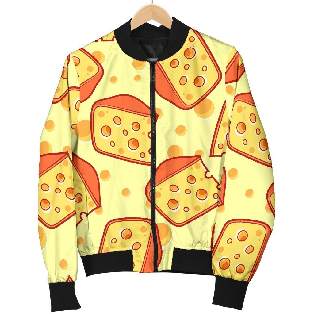 Cheese Print Pattern Women Casual Bomber Jacket-grizzshop