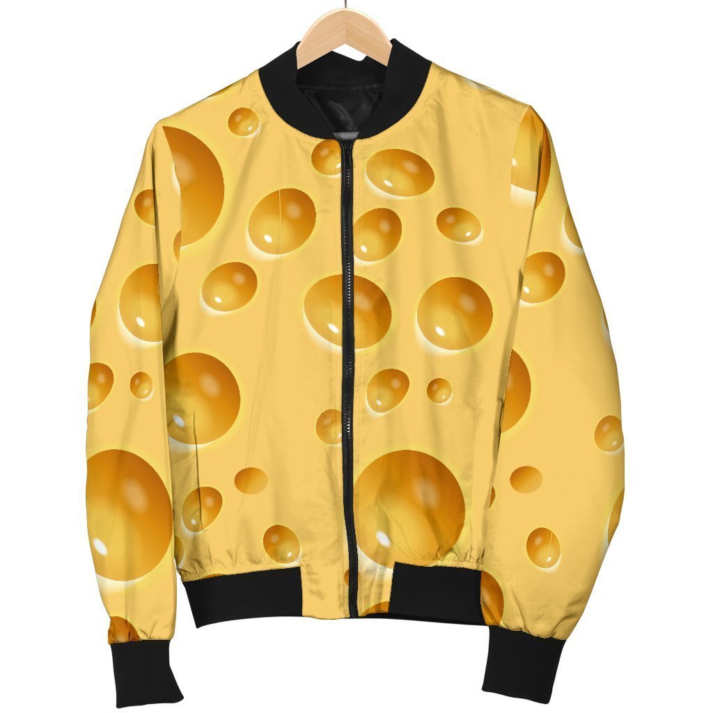 Cheese Surface Pattern Print Women Casual Bomber Jacket-grizzshop
