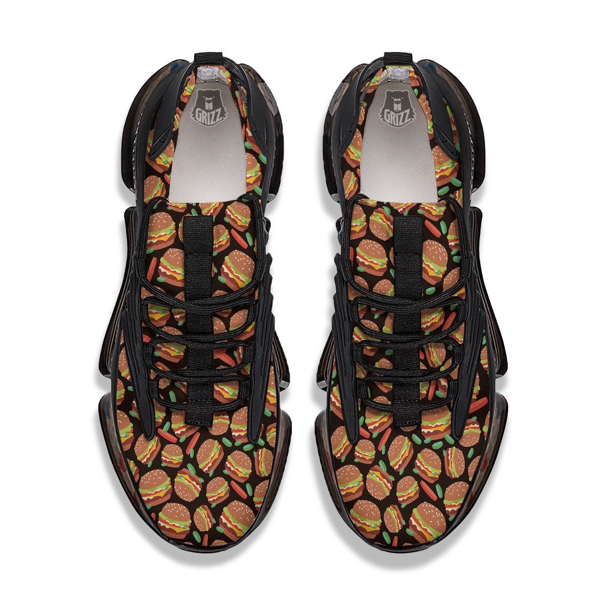 Cheeseburger Print Pattern Black Gym Shoes-grizzshop