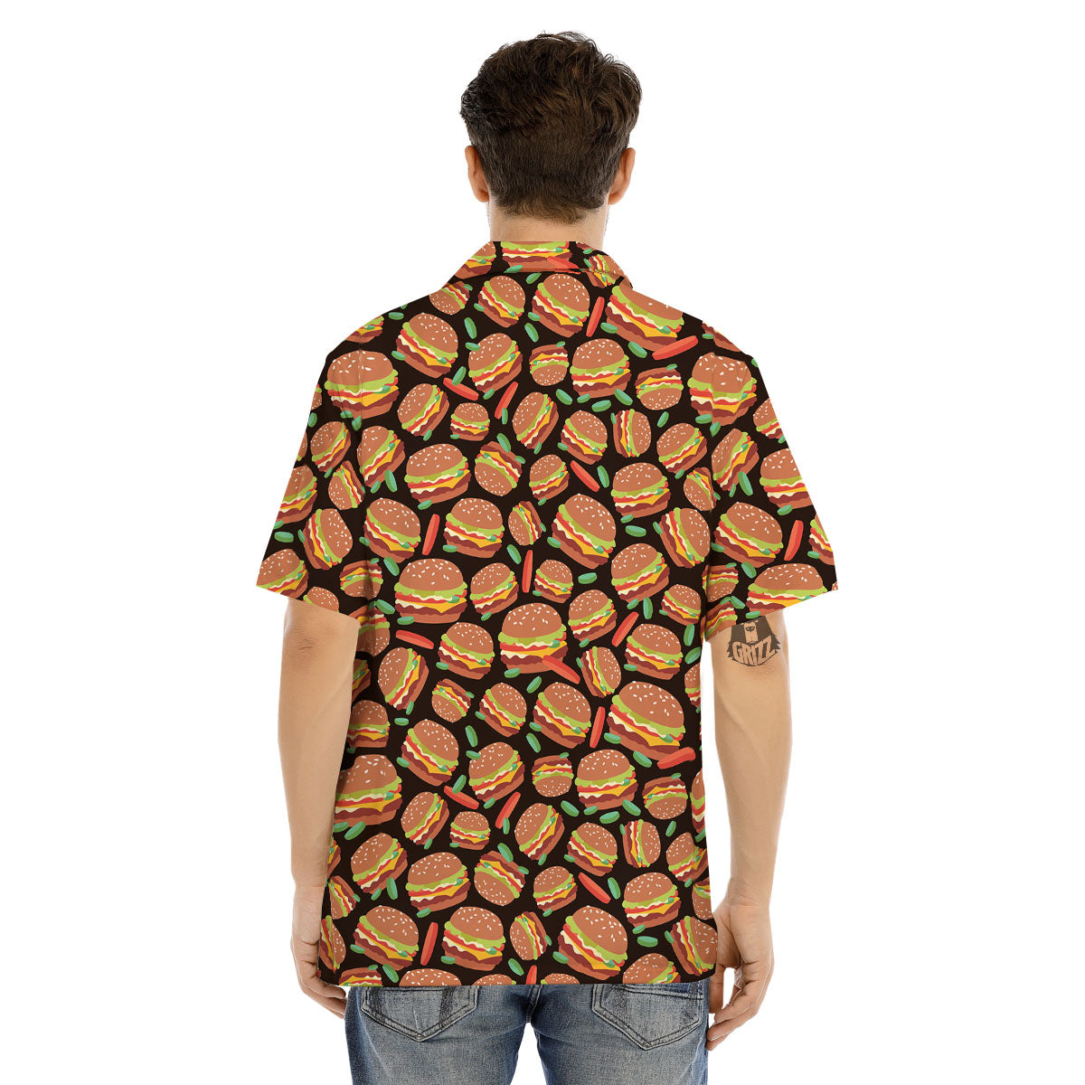 Cheeseburger Print Pattern Men's Hawaiian Shirt-grizzshop