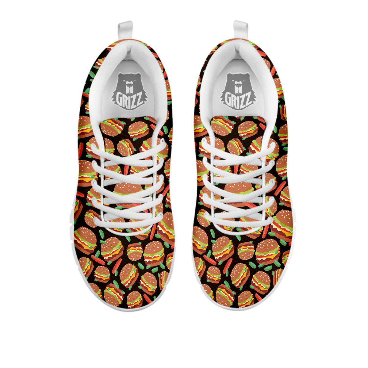 Cheeseburger Print Pattern White Sneaker-grizzshop