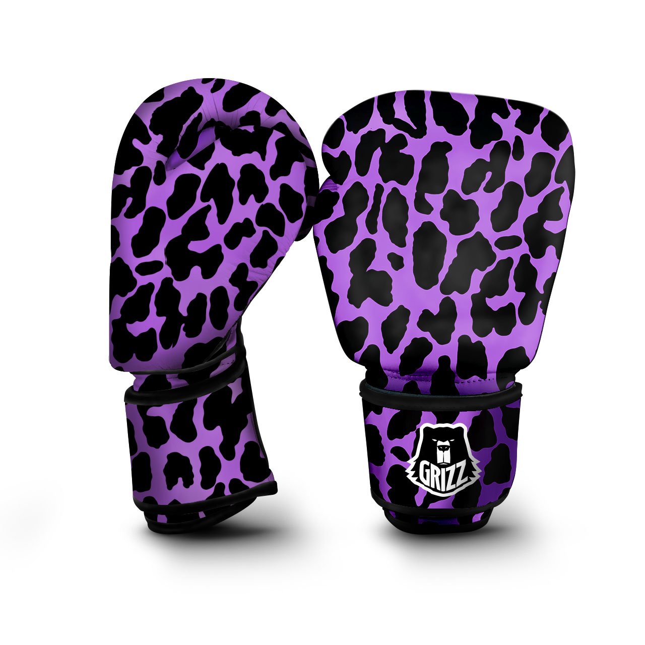 Cheetah Black And Purple Print Boxing Gloves-grizzshop