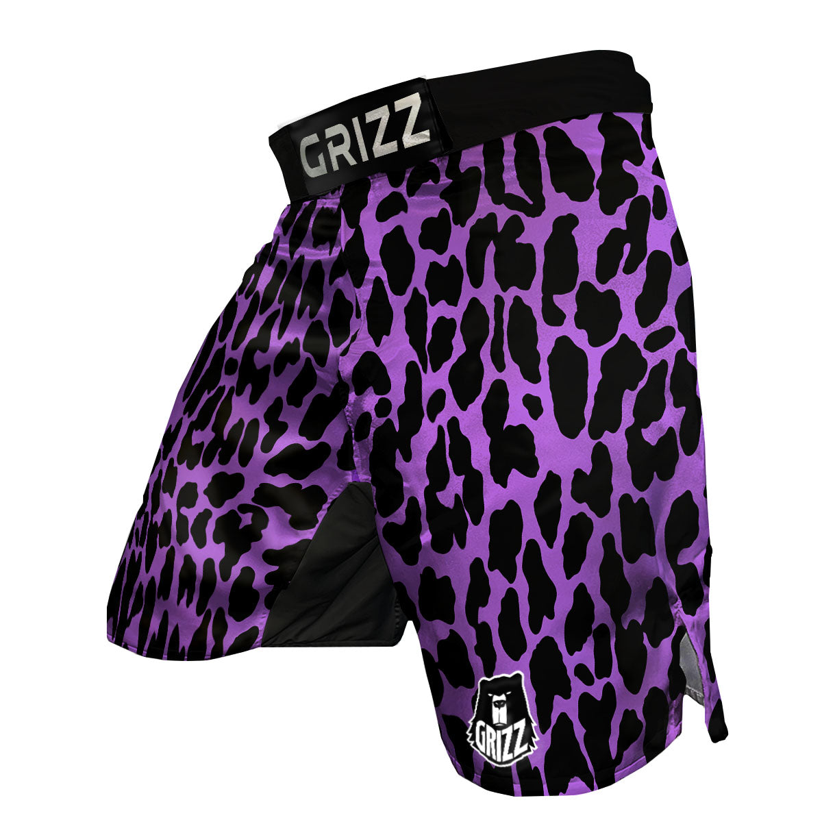 Cheetah Black And Purple Print MMA Shorts-grizzshop