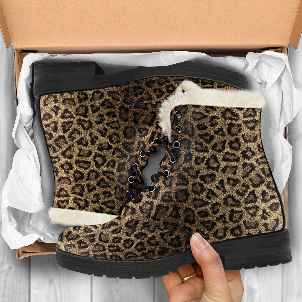 Cheetah Leopard Pattern Print Comfy Winter Boots-grizzshop