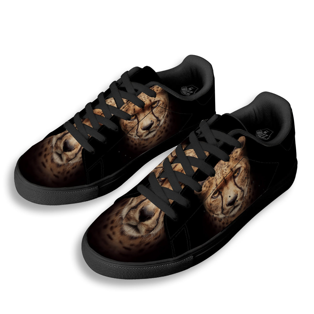 Cheetah Print Black Low Top Sneakers-grizzshop