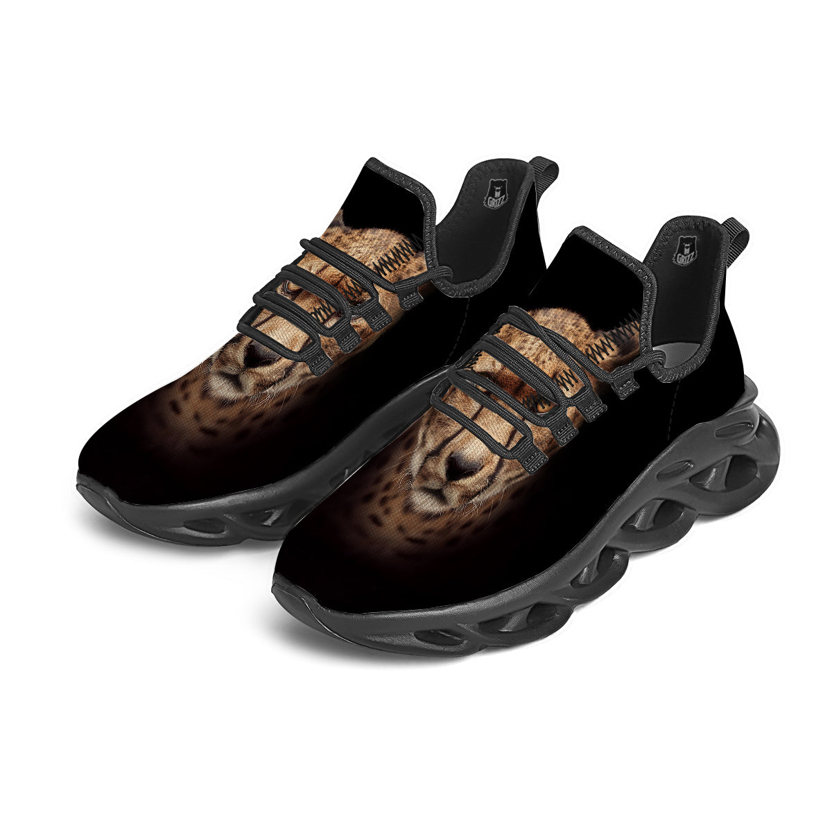 Cheetah Print Black Running Shoes-grizzshop