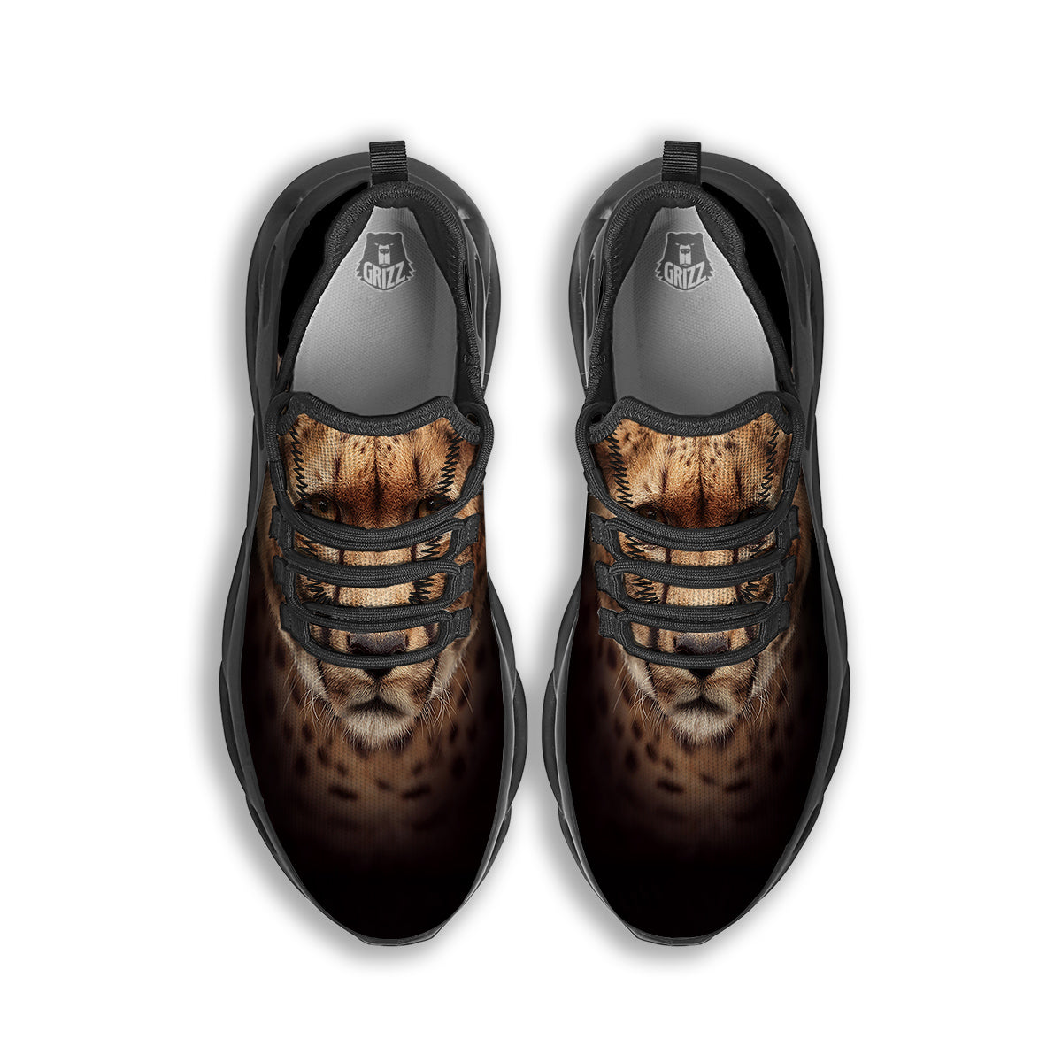 Cheetah Print Black Running Shoes-grizzshop