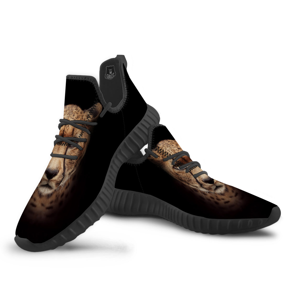 Cheetah Print Black Walking Shoes-grizzshop