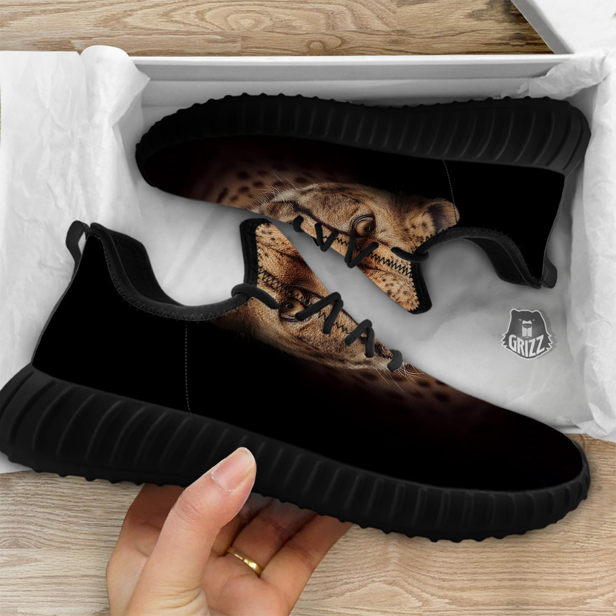 Cheetah Print Black Walking Shoes-grizzshop