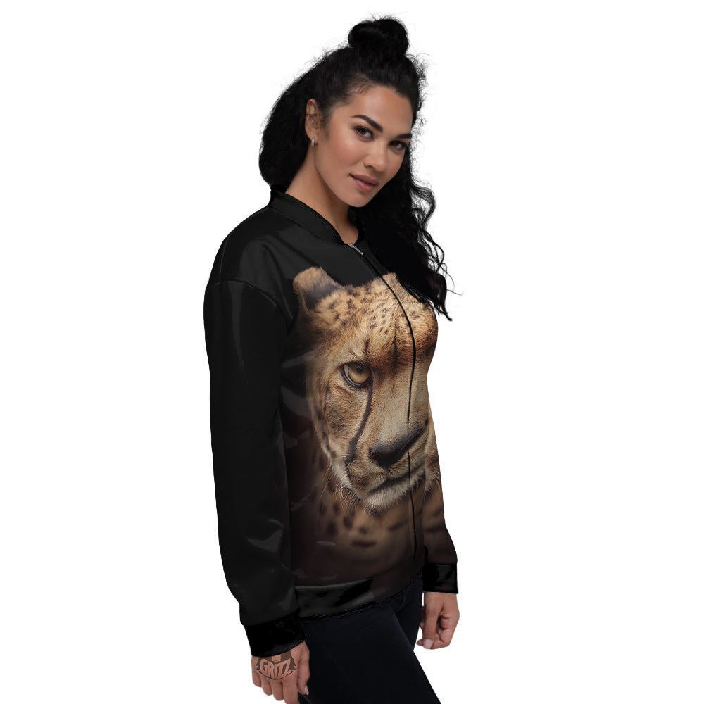 Cheetah Print Women's Bomber Jacket-grizzshop