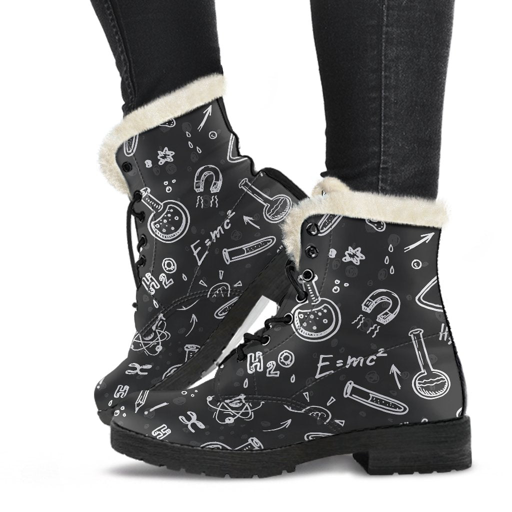 Chemistry Science Pattern Print Comfy Winter Boots-grizzshop