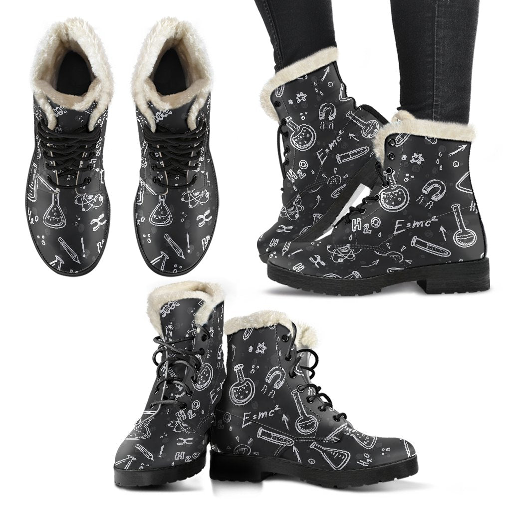 Chemistry Science Pattern Print Comfy Winter Boots-grizzshop