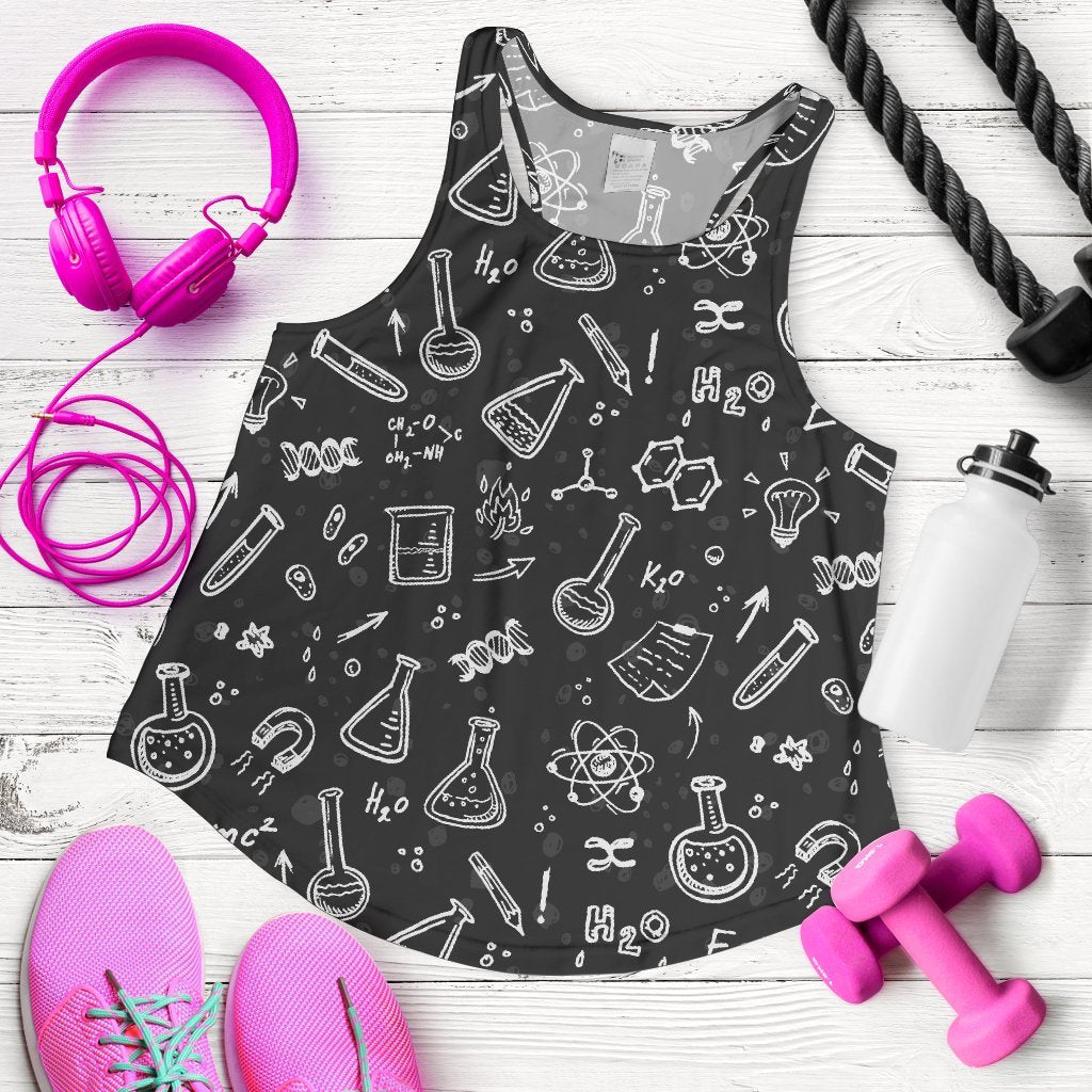 Chemistry Science Pattern Print Women's Racerback Tank Tops-grizzshop