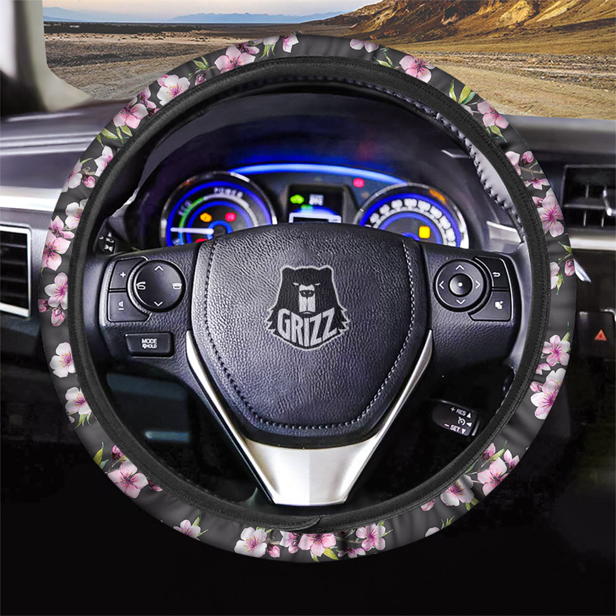 Cherry Blossom Chinese Print Pattern Car Steering Wheel Cover-grizzshop