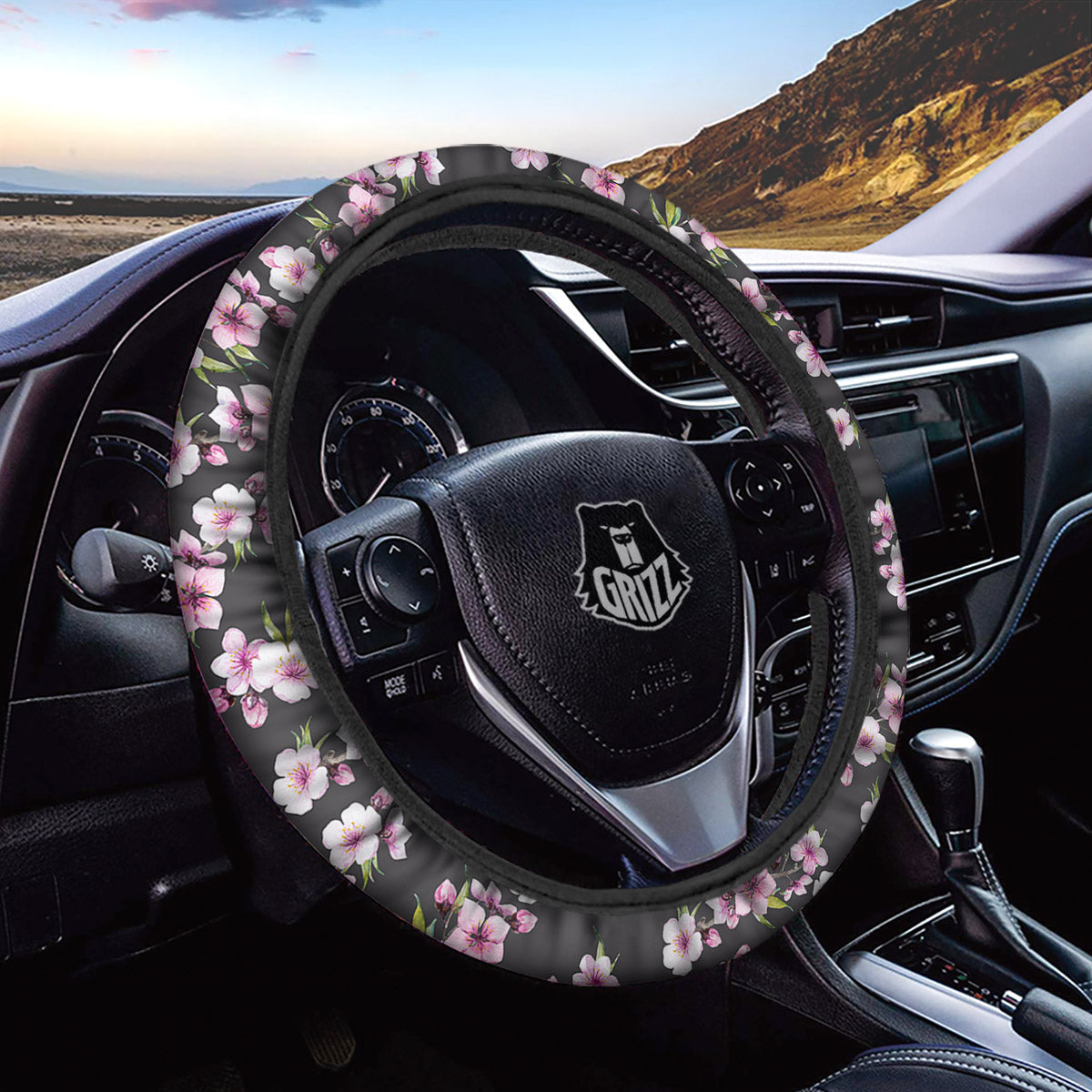 Cherry Blossom Chinese Print Pattern Car Steering Wheel Cover-grizzshop
