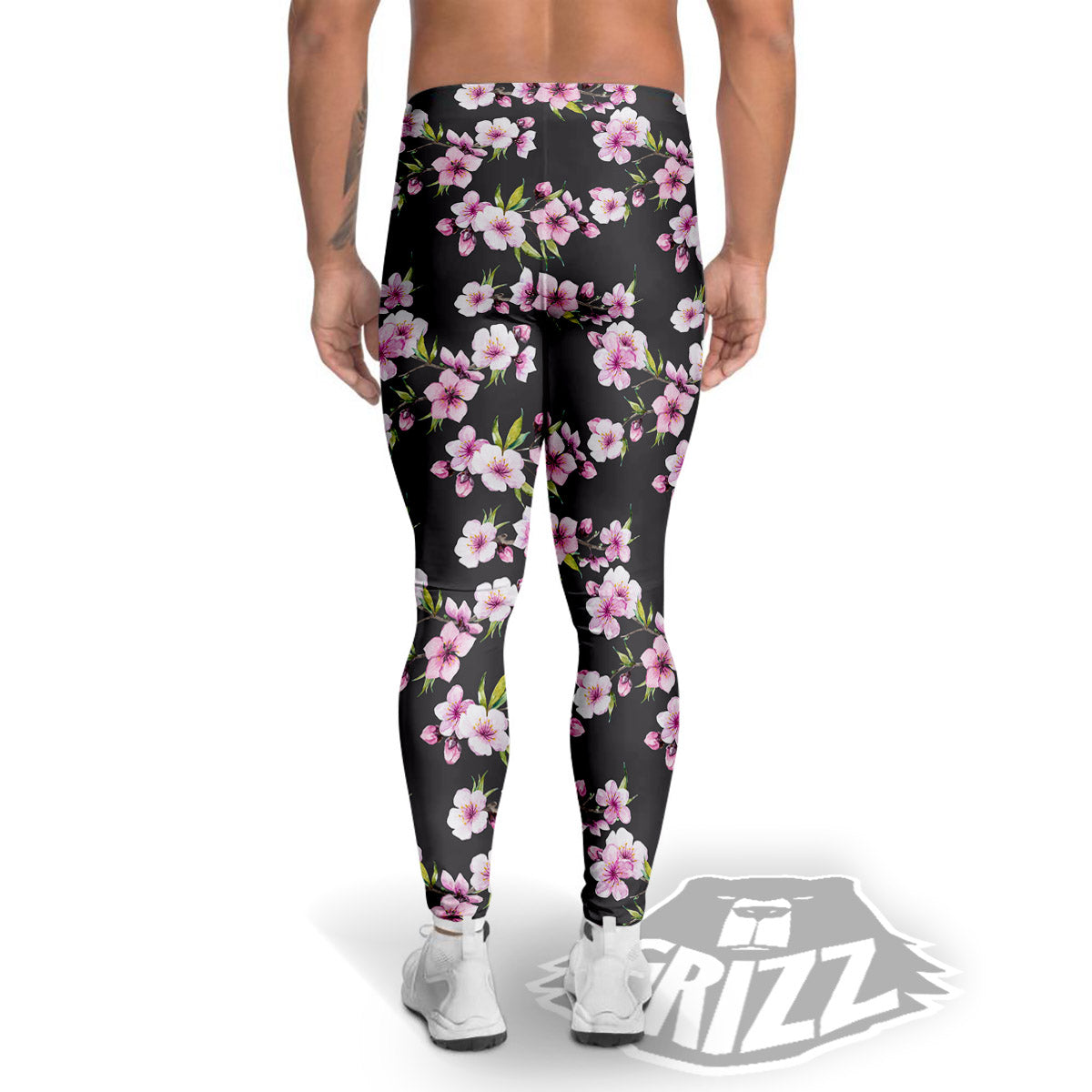 Cherry Blossom Chinese Print Pattern Men's Leggings-grizzshop
