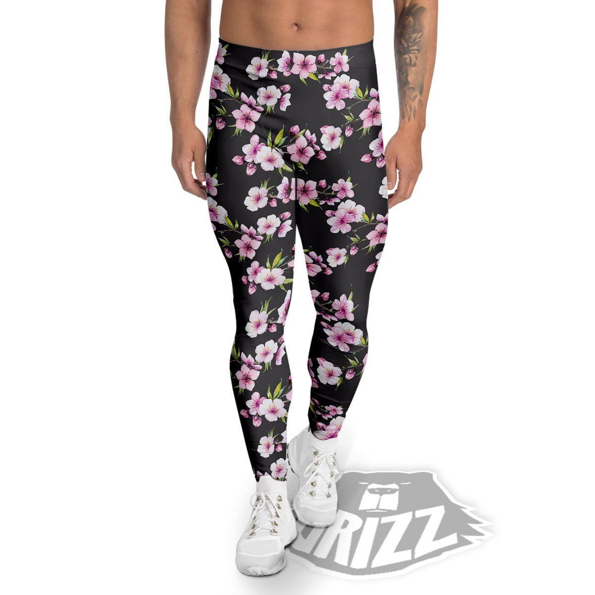 Cherry Blossom Chinese Print Pattern Men's Leggings-grizzshop
