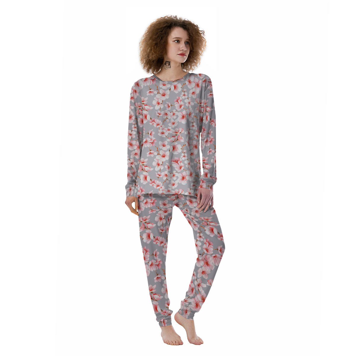 Cherry Blossom Japanese Print Pattern Women's Pajamas-grizzshop