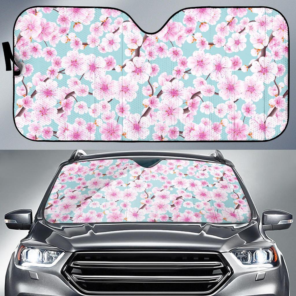 Cherry Blossom Sakura Blue Car Sun Shade-grizzshop