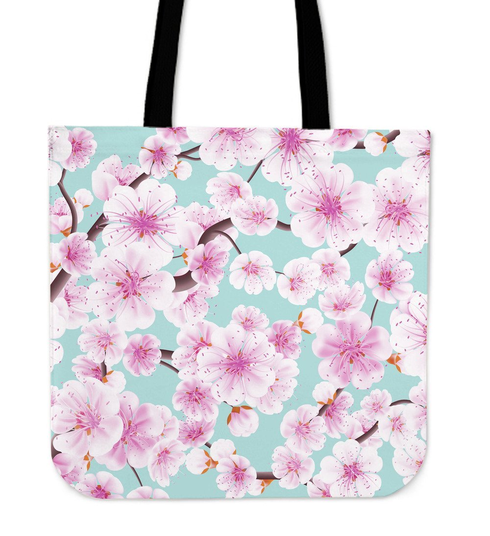 Cherry Blossom Sakura Blue Tote Bag-grizzshop
