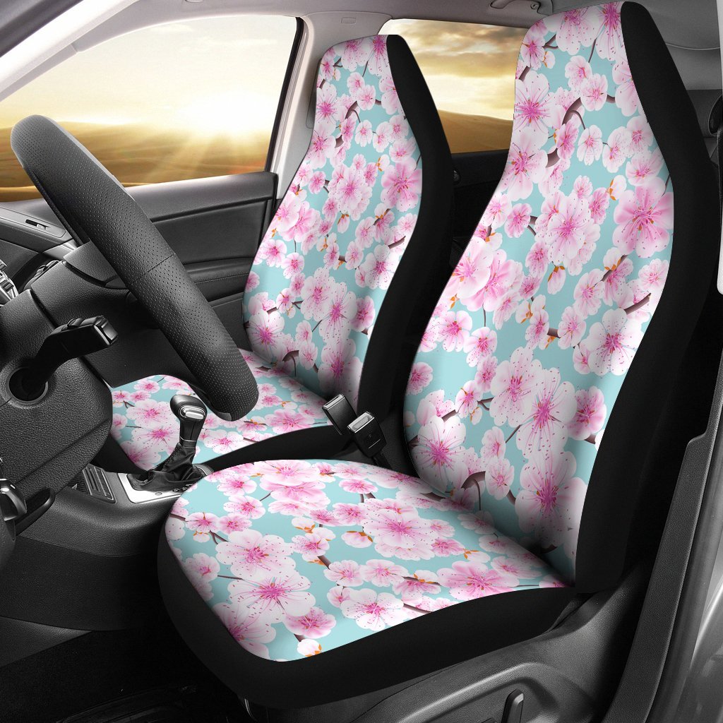 Cherry Blossom Sakura Blue Universal Fit Car Seat Cover-grizzshop