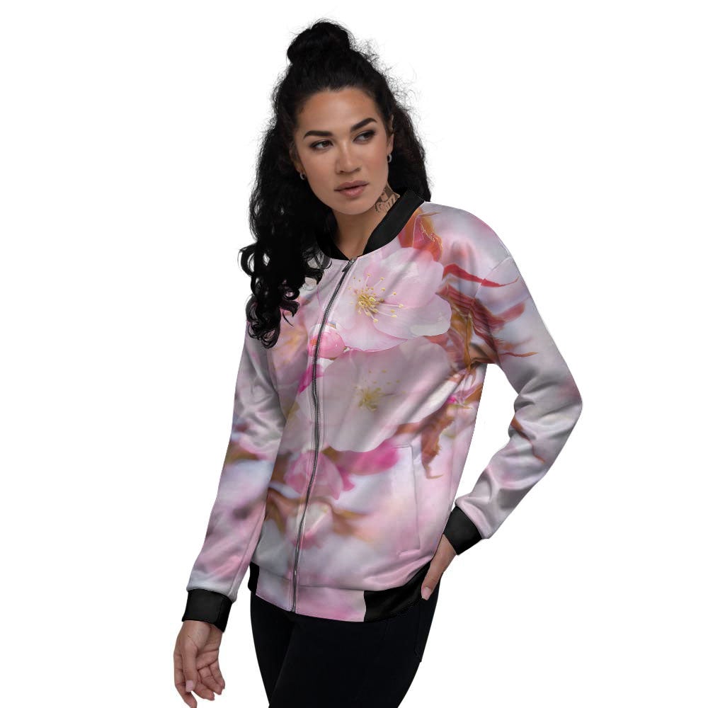 Cherry Blossom Sakura Flower Print Women's Bomber Jacket-grizzshop