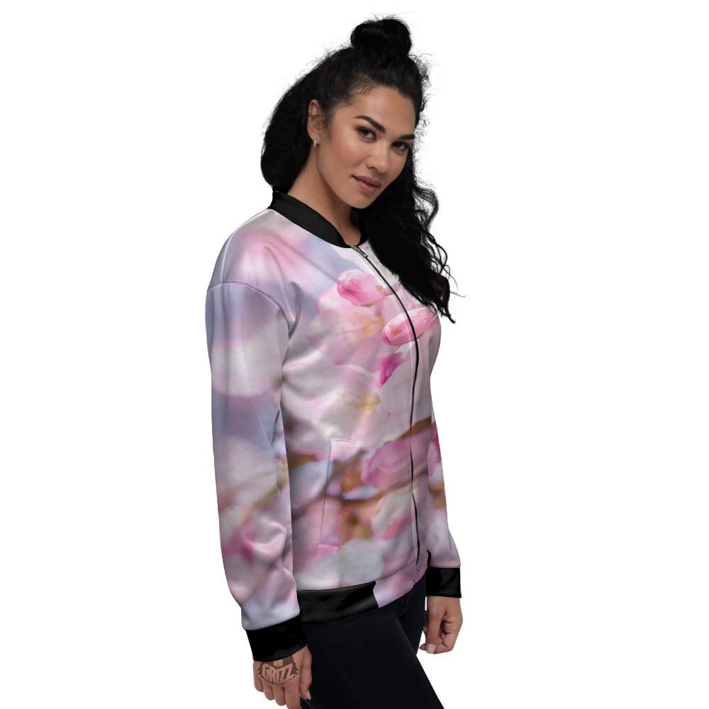 Cherry Blossom Sakura Flower Print Women's Bomber Jacket-grizzshop