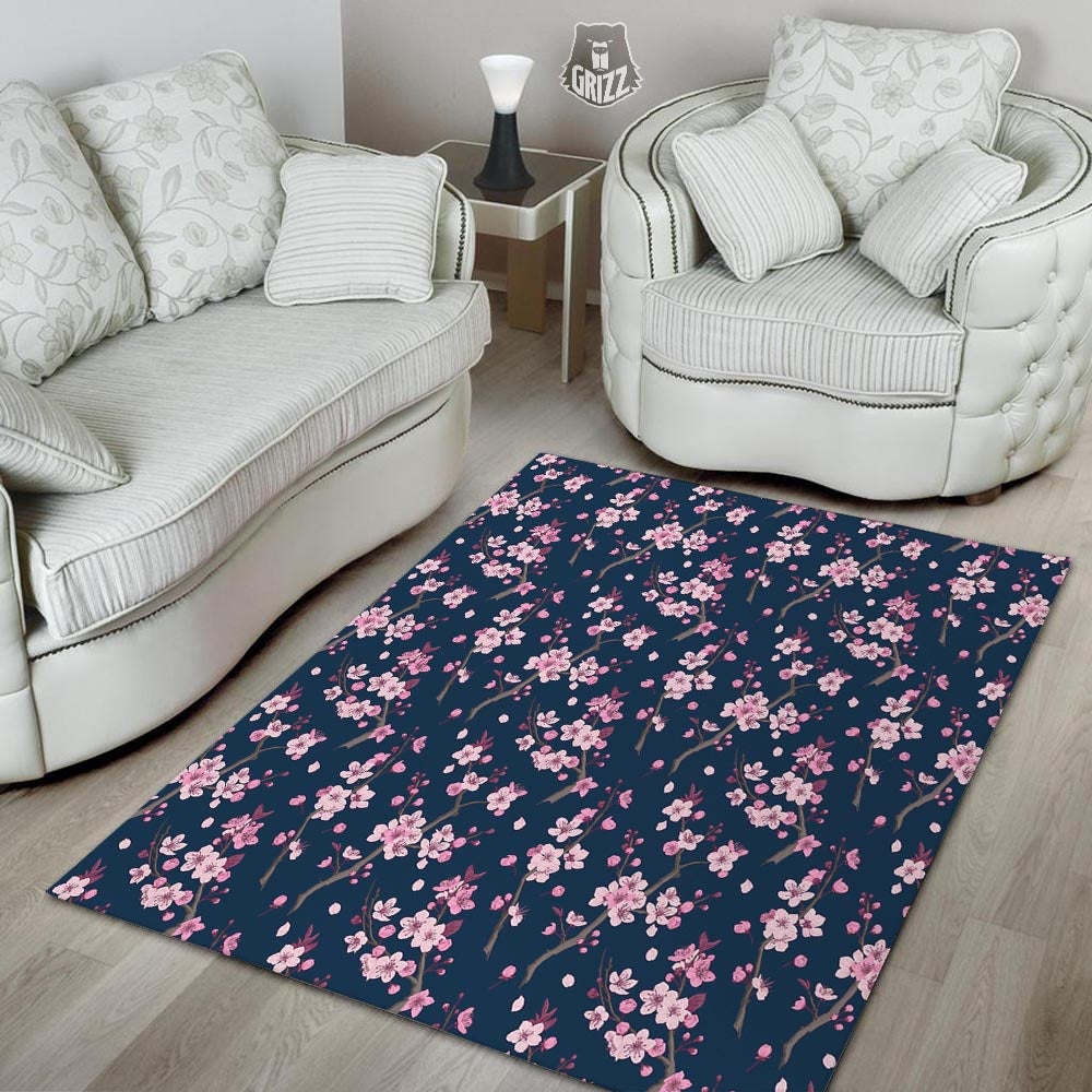 Cherry Blossom Sakura Print Pattern Floor Mat-grizzshop