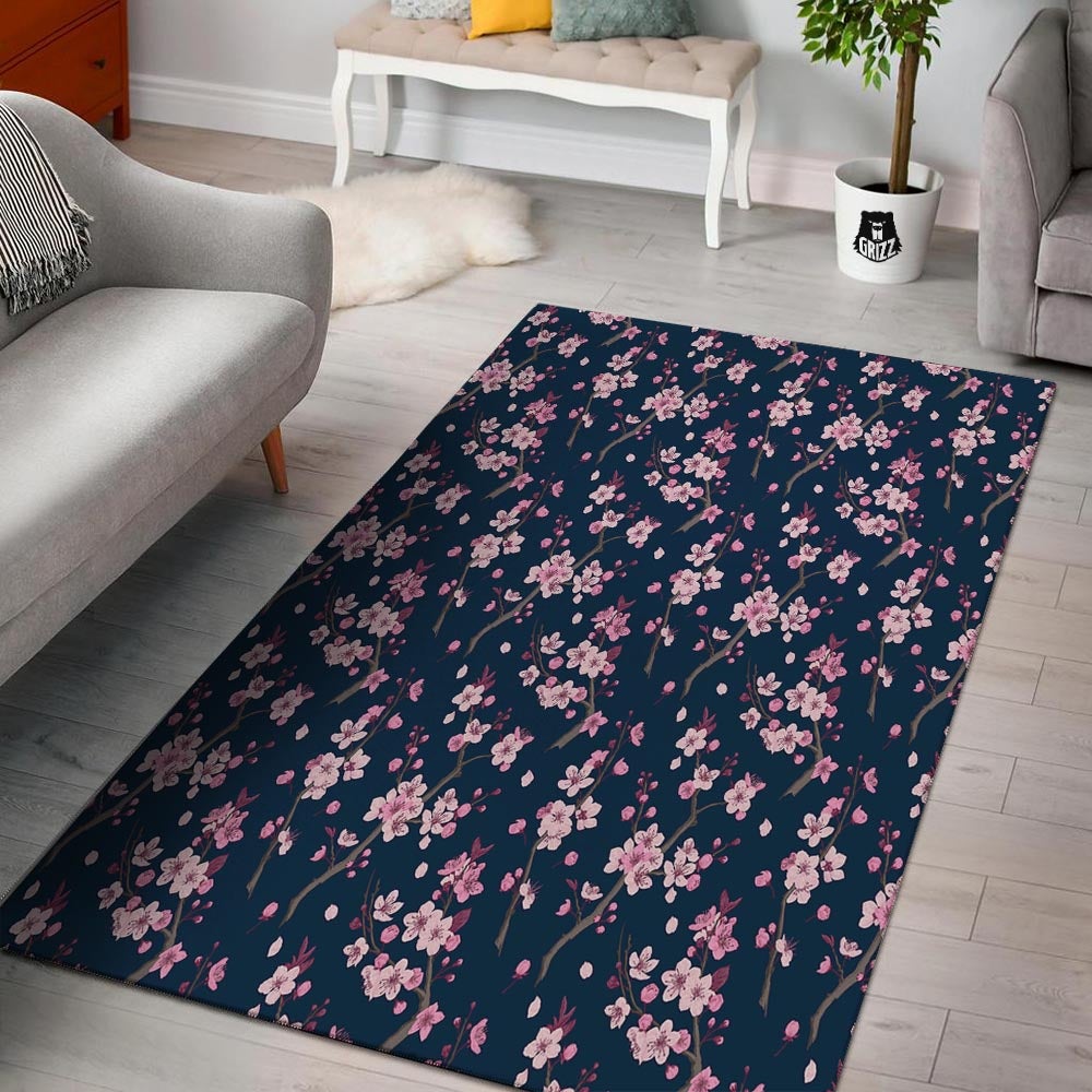 Cherry Blossom Sakura Print Pattern Floor Mat-grizzshop