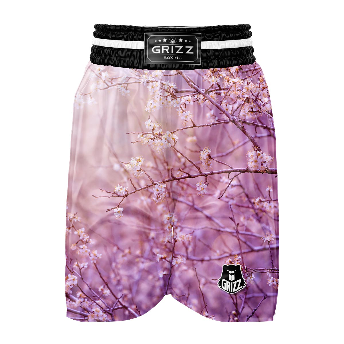 Cherry Blossom Sunrise Japanese Print Boxing Shorts-grizzshop