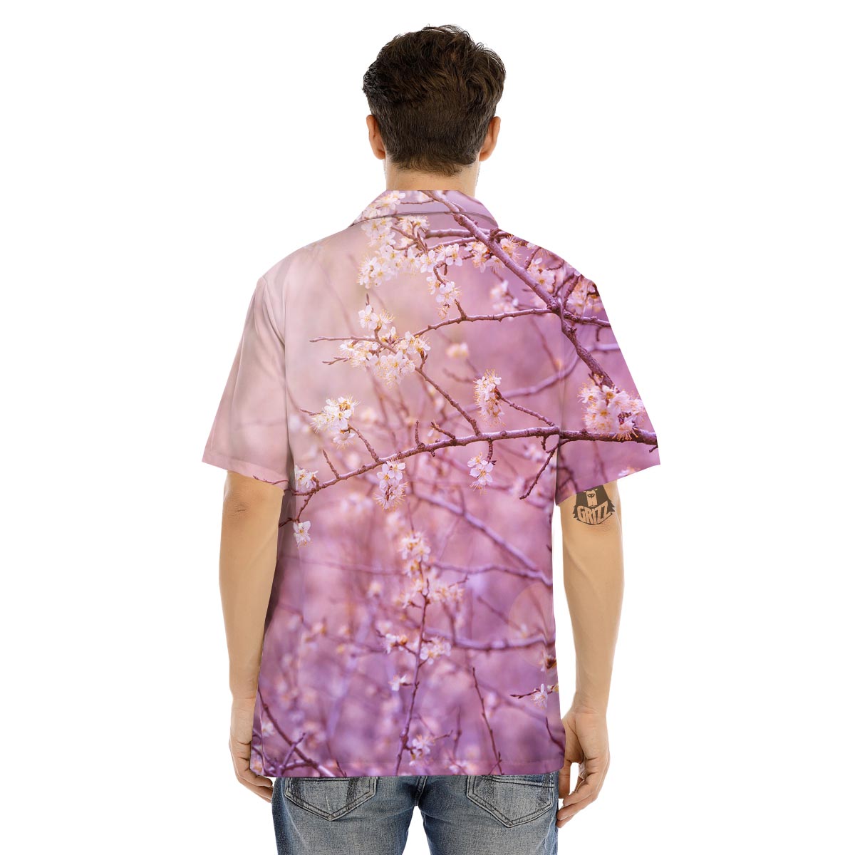 Cherry Blossom Sunrise Japanese Print Men's Hawaiian Shirt-grizzshop