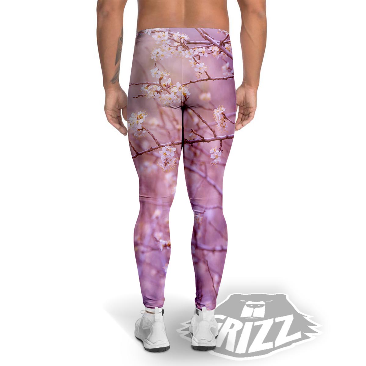 Cherry Blossom Sunrise Japanese Print Men's Leggings-grizzshop