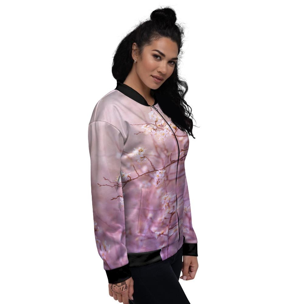 Cherry Blossom Sunrise Japanese Print Women's Bomber Jacket-grizzshop