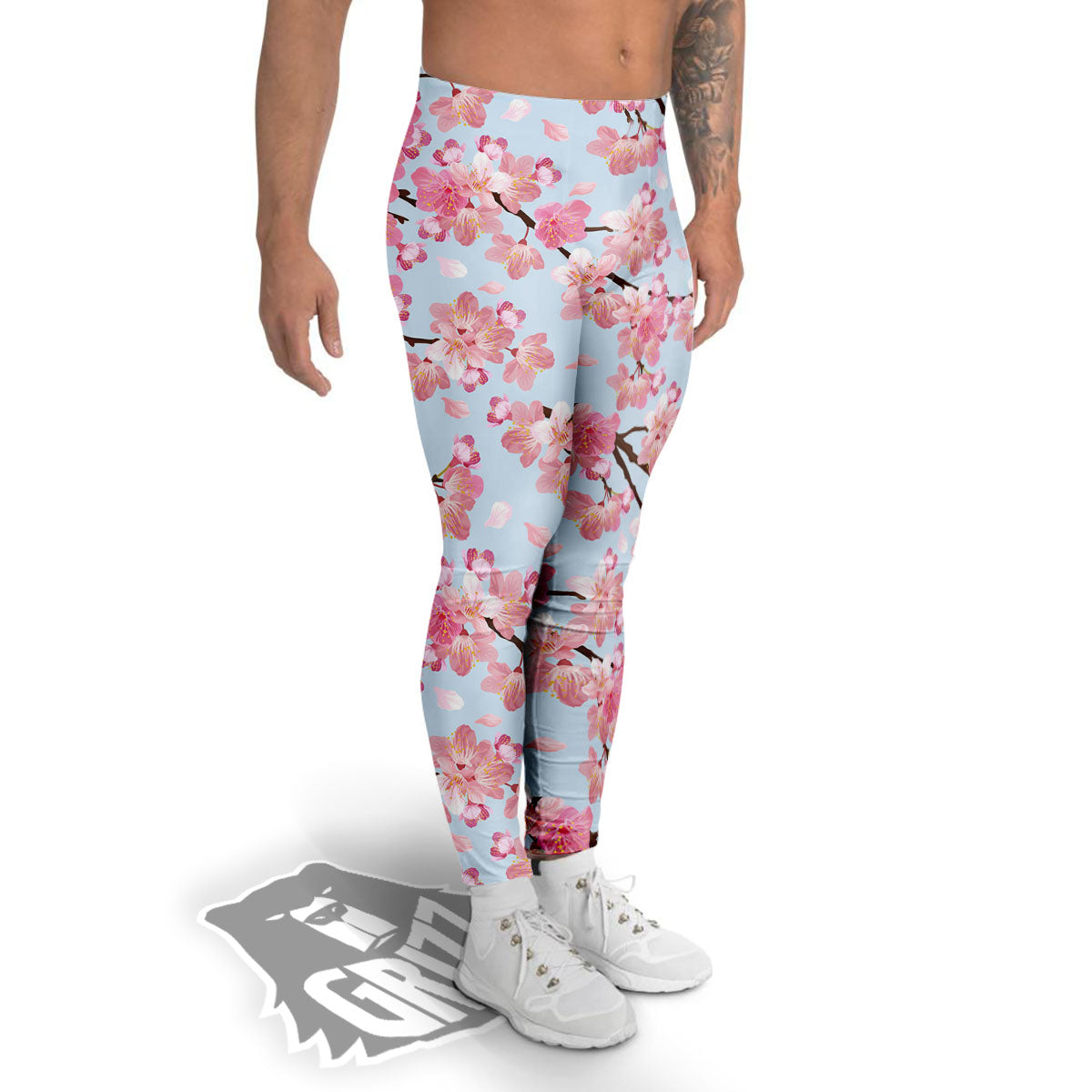 Cherry Blossom Tree Japanese Print Pattern Men's Leggings-grizzshop