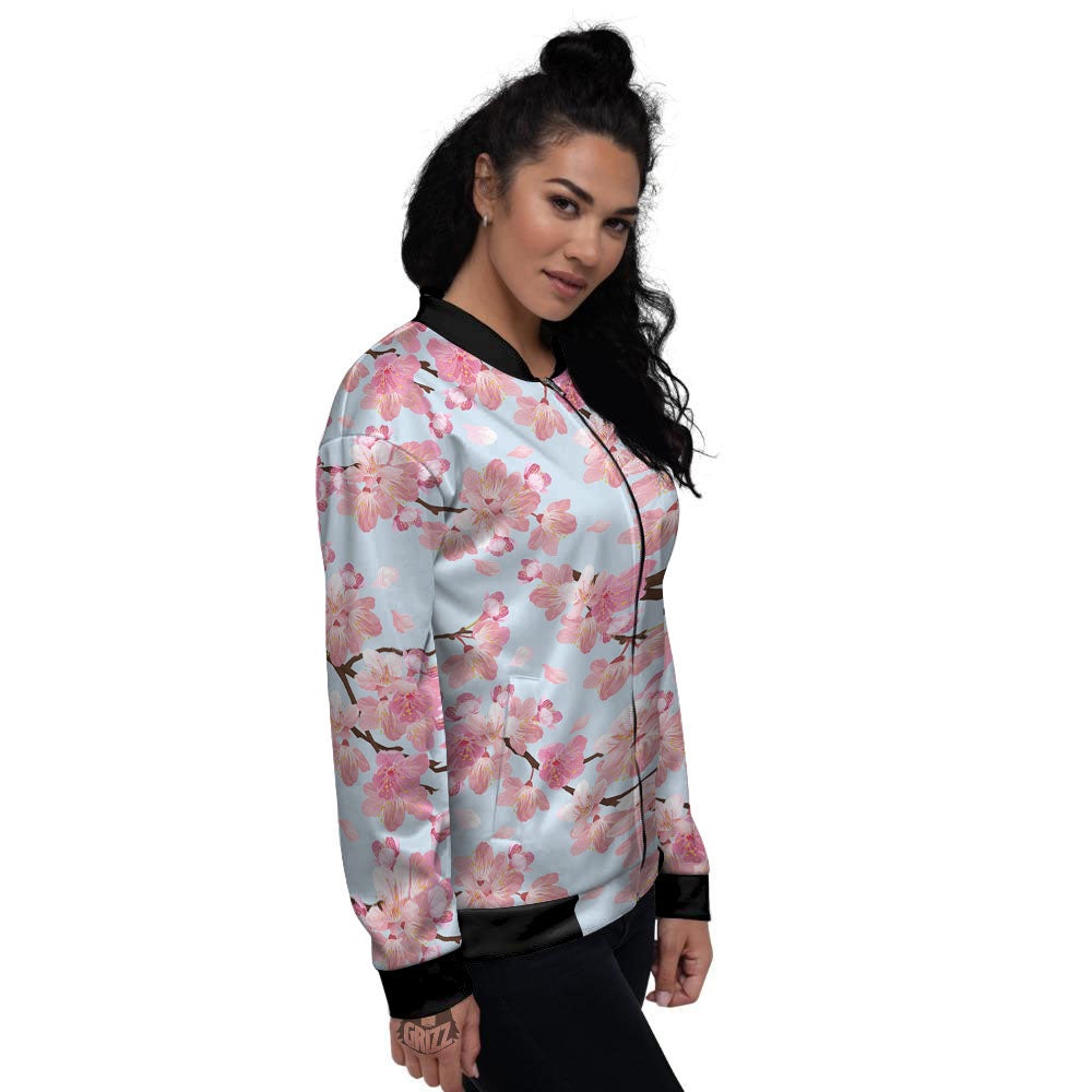 Cherry Blossom Tree Japanese Print Pattern Women's Bomber Jacket-grizzshop