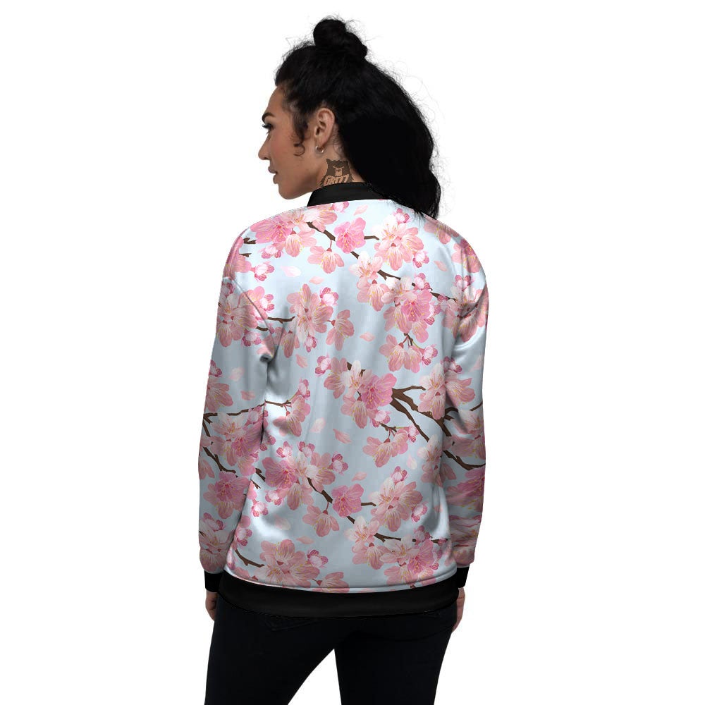 Cherry Blossom Tree Japanese Print Pattern Women's Bomber Jacket-grizzshop
