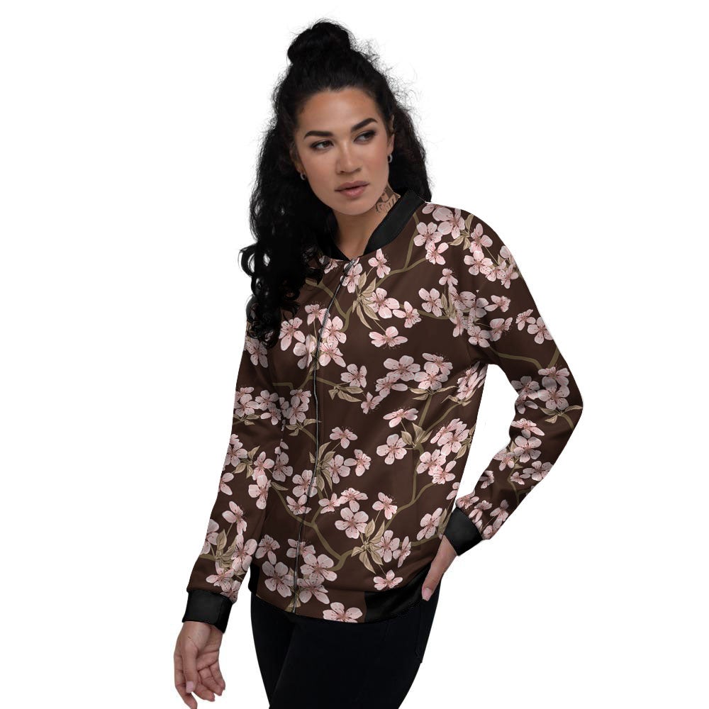 Cherry Blossom Vintage Print Pattern Women's Bomber Jacket-grizzshop