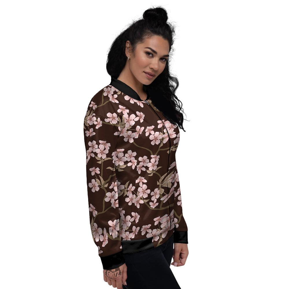 Cherry Blossom Vintage Print Pattern Women's Bomber Jacket-grizzshop