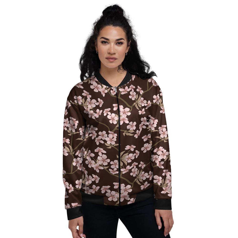 Cherry Blossom Vintage Print Pattern Women's Bomber Jacket-grizzshop