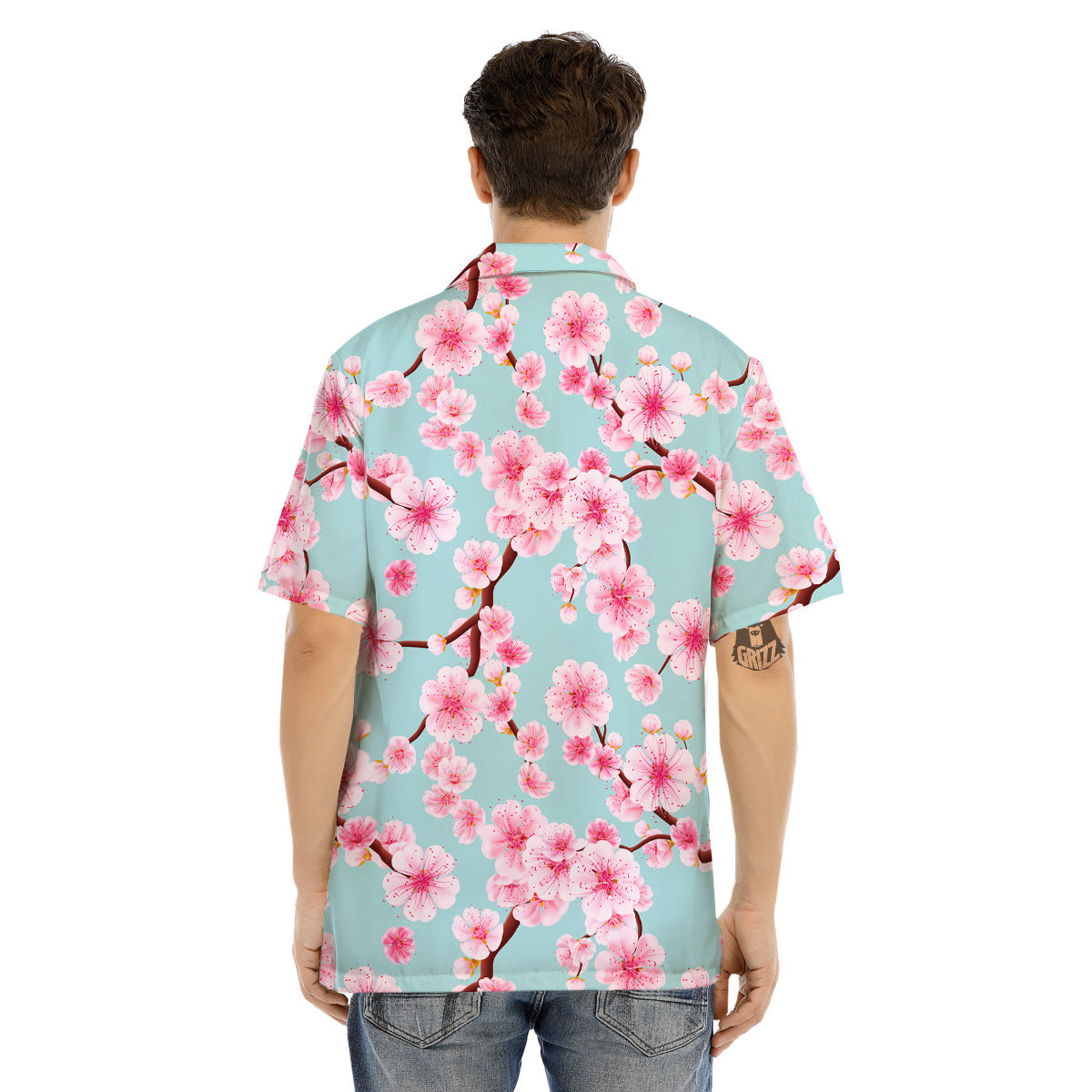 Cherry Blossom White Print Pattern Men's Hawaiian Shirt-grizzshop