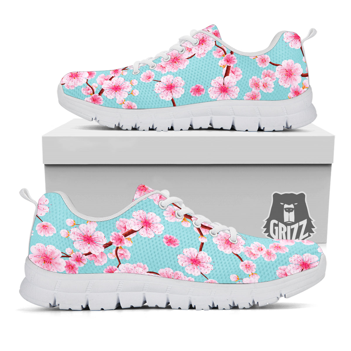 Cherry Blossom White Print Pattern White Sneaker-grizzshop