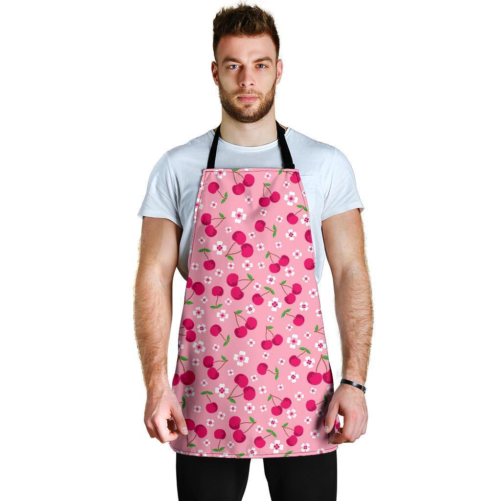 Cherry Floral Pattern Print Men's Apron-grizzshop
