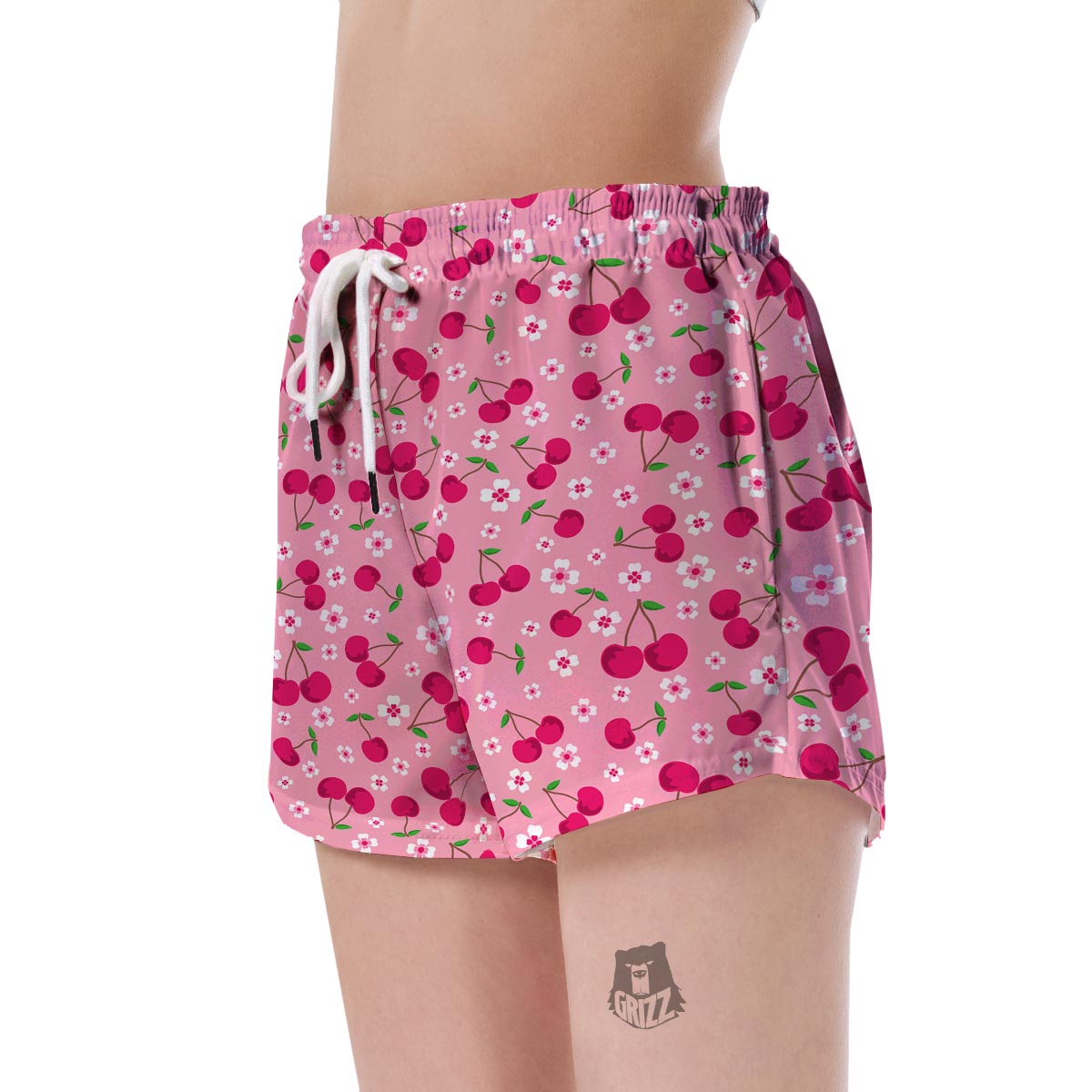 Cherry Floral Pattern Print Women's Shorts-grizzshop